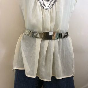 Silver metal stretchy hip belt